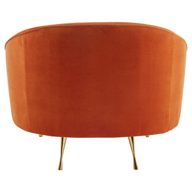 Manhattan Orange Velvet Cocoon Chair with Curved Back