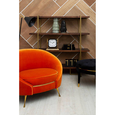 Manhattan Orange Velvet Cocoon Chair with Curved Back