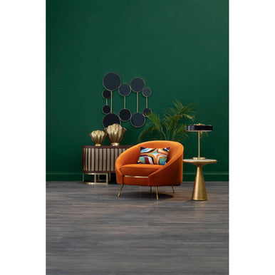 Manhattan Orange Velvet Cocoon Chair with Curved Back