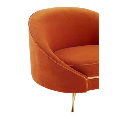 Manhattan Orange Velvet Cocoon Chair with Curved Back