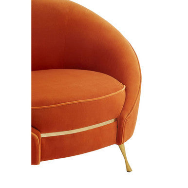 Manhattan Orange Velvet Cocoon Chair with Curved Back