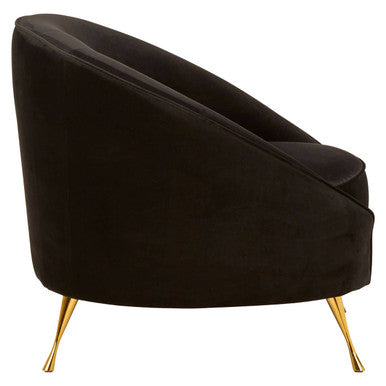 Manhattan Black Velvet Cocoon Chair with Gold Finish Legs