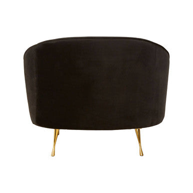 Manhattan Black Velvet Cocoon Chair with Gold Finish Legs