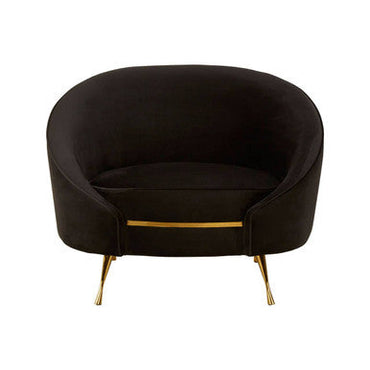 Manhattan Black Velvet Cocoon Chair With Gold Finish Legs