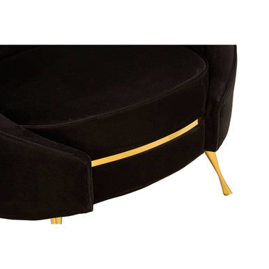 Manhattan Black Velvet Cocoon Chair with Gold Finish Legs