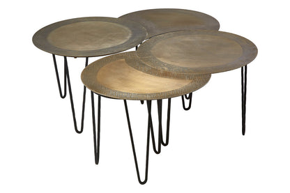 Set of 4 Black and Gold Top Coffee Tables with Iron Hairpin Legs | Rany