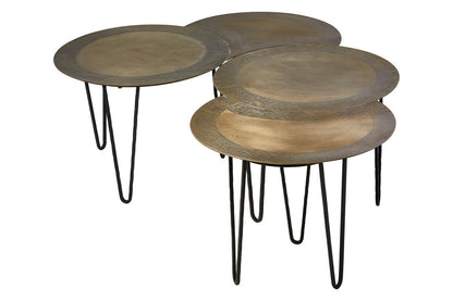 Set of 4 Black and Gold Top Coffee Tables with Iron Hairpin Legs | Rany