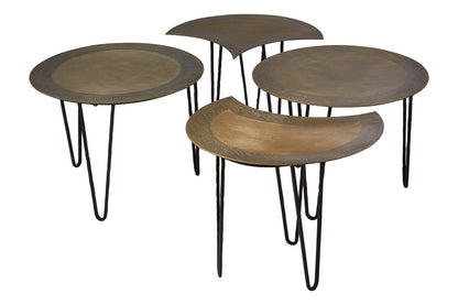 Set of 4 Black and Gold Top Coffee Tables with Iron Hairpin Legs | Rany