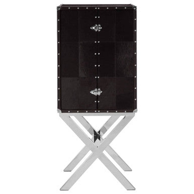 Hair on Leather Cross Base Drinks Cabinet | Kensington Townhouse