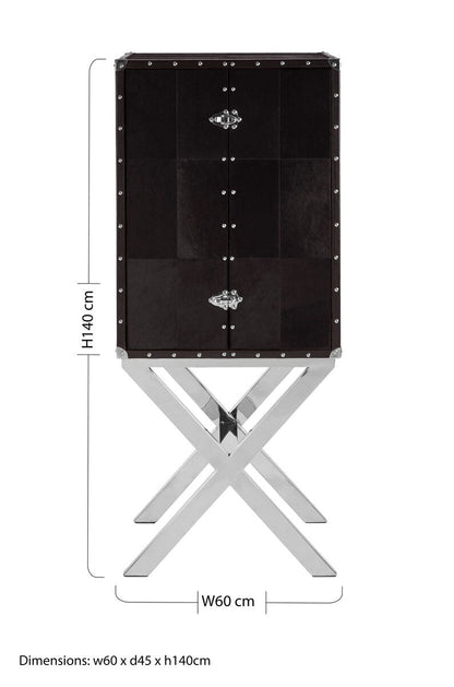 Hair on Leather Cross Base Drinks Cabinet | Kensington Townhouse