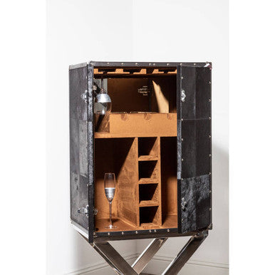 Hair on Leather Cross Base Drinks Cabinet | Kensington Townhouse