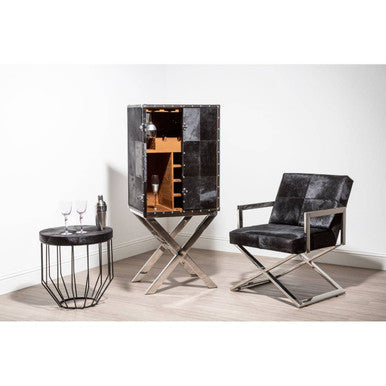 Hair on Leather Cross Base Drinks Cabinet | Kensington Townhouse