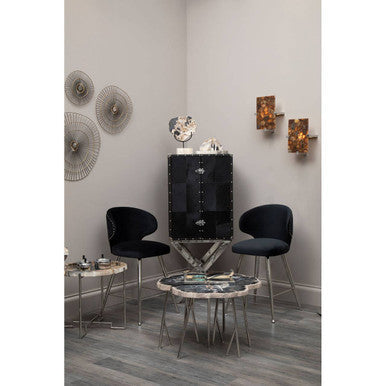 Hair on Leather Cross Base Drinks Cabinet | Kensington Townhouse