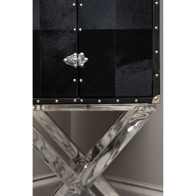 Hair on Leather Cross Base Drinks Cabinet | Kensington Townhouse