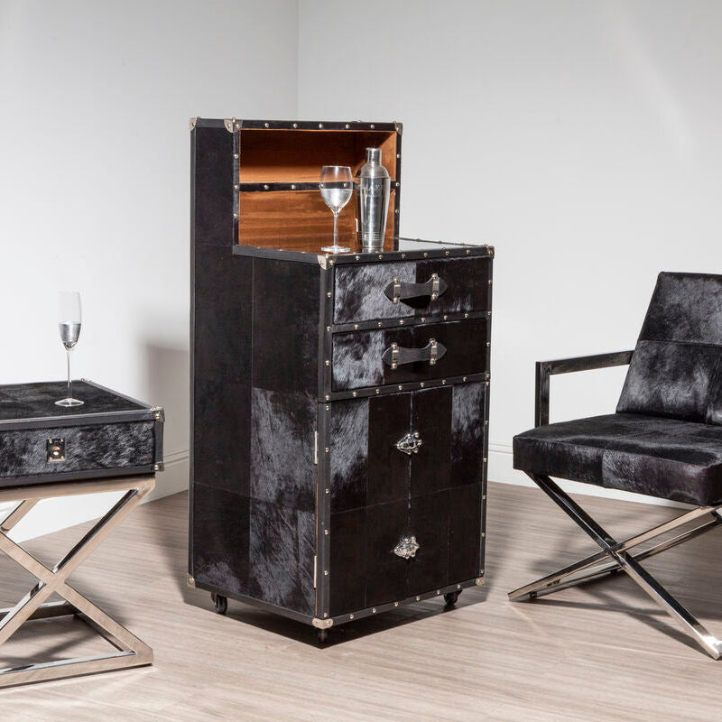 Hair on Leather Drinks Cabinet | Kensington Townhouse