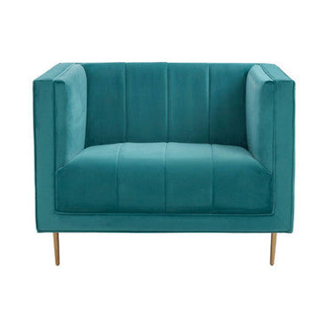 Otylia Green Velvet Armchair with Stainless Steel Base