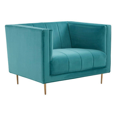 Otylia Green Velvet Armchair with Stainless Steel Base