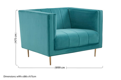 Otylia Green Velvet Armchair with Stainless Steel Base
