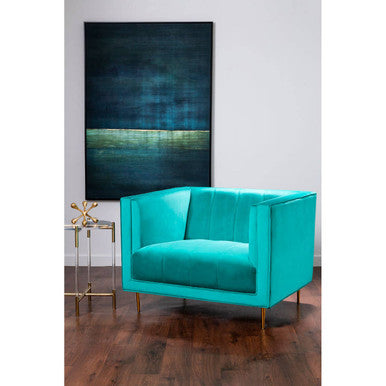 Otylia Green Velvet Armchair with Stainless Steel Base