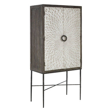 Two Door Elm Wood Wine Cabinet | Milan