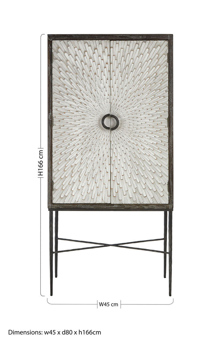 Two Door Elm Wood Wine Cabinet | Milan