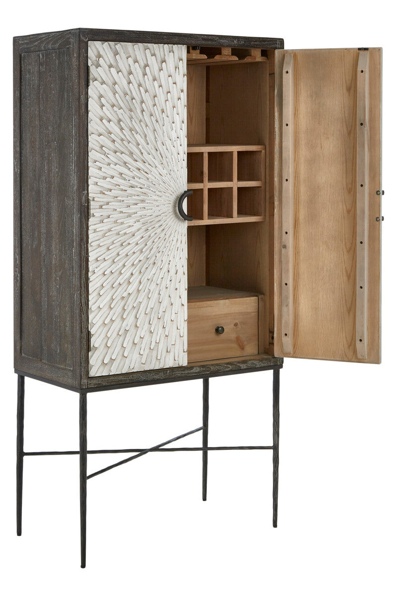 Two Door Elm Wood Wine Cabinet | Milan