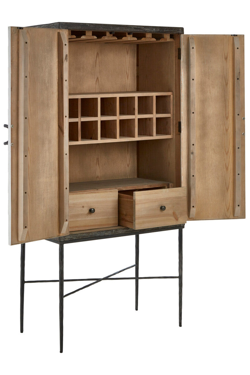 Two Door Elm Wood Wine Cabinet | Milan