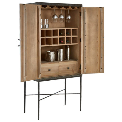 Two Door Elm Wood Wine Cabinet | Milan
