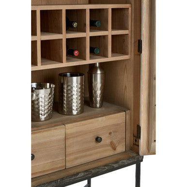 Two Door Elm Wood Wine Cabinet | Milan