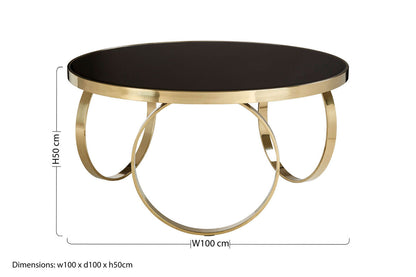 Large Black Glass Round Coffee Table | Ragusa