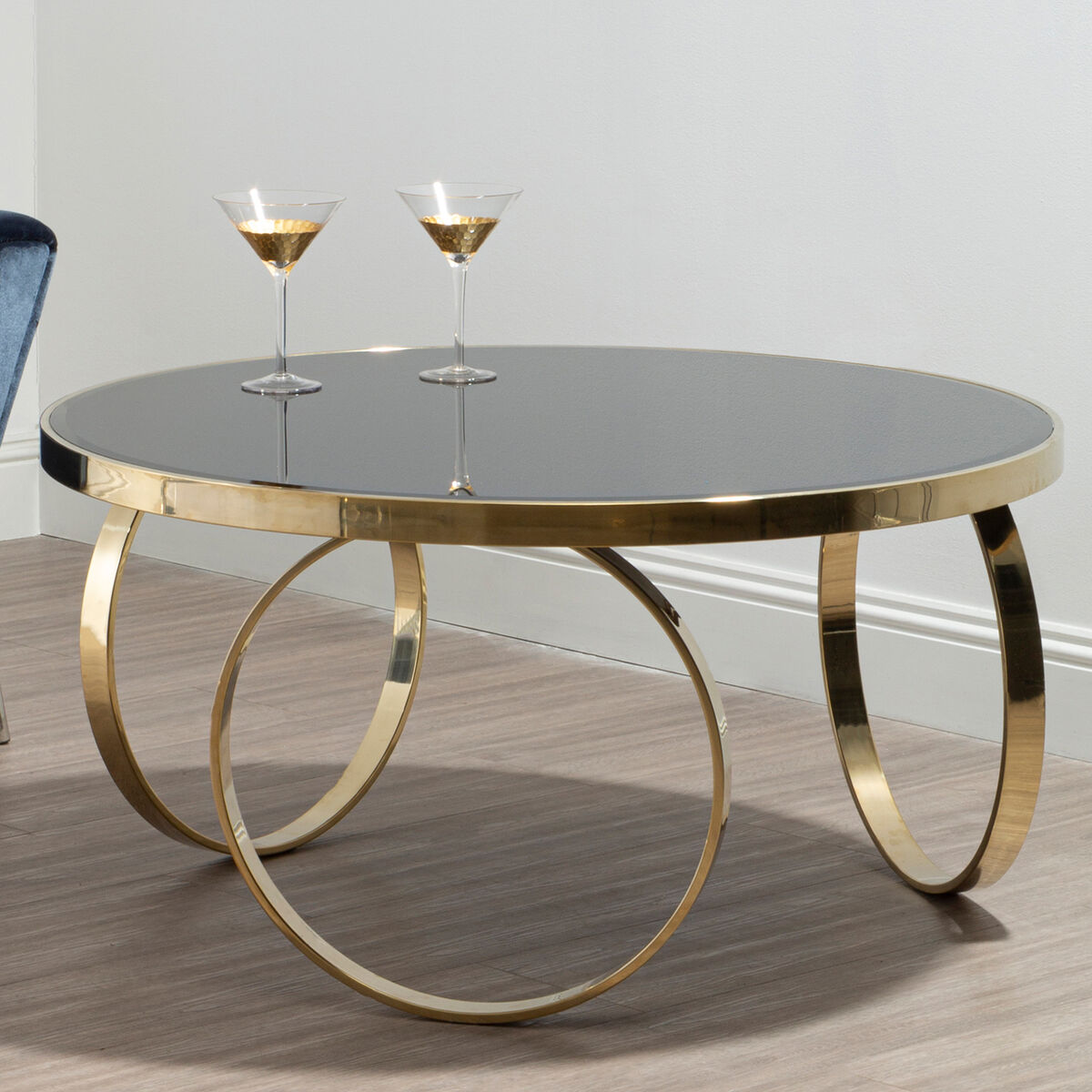 Large Black Glass Round Coffee Table | Ragusa