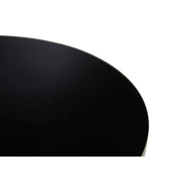 Anzio Black Glass Round Coffee Table with Brushed Silver Finish Base