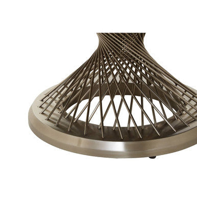 Anzio Black Glass Round Coffee Table with Brushed Silver Finish Base