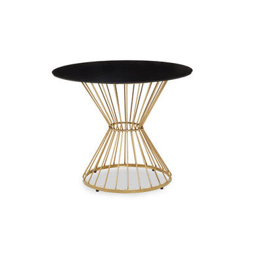 Hourglass Dining Table with Black Glass Top and Gold Base | Anzio