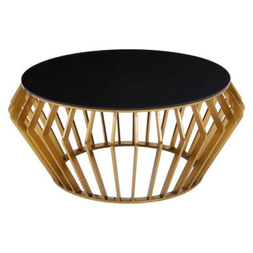 Ackley Gold Metal  Coffee Table with Black Glass Top