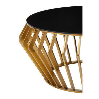 Ackley Gold Metal  Coffee Table with Black Glass Top