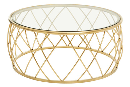 Ackley Gold Metal  Coffee Table with Clear Glass Top