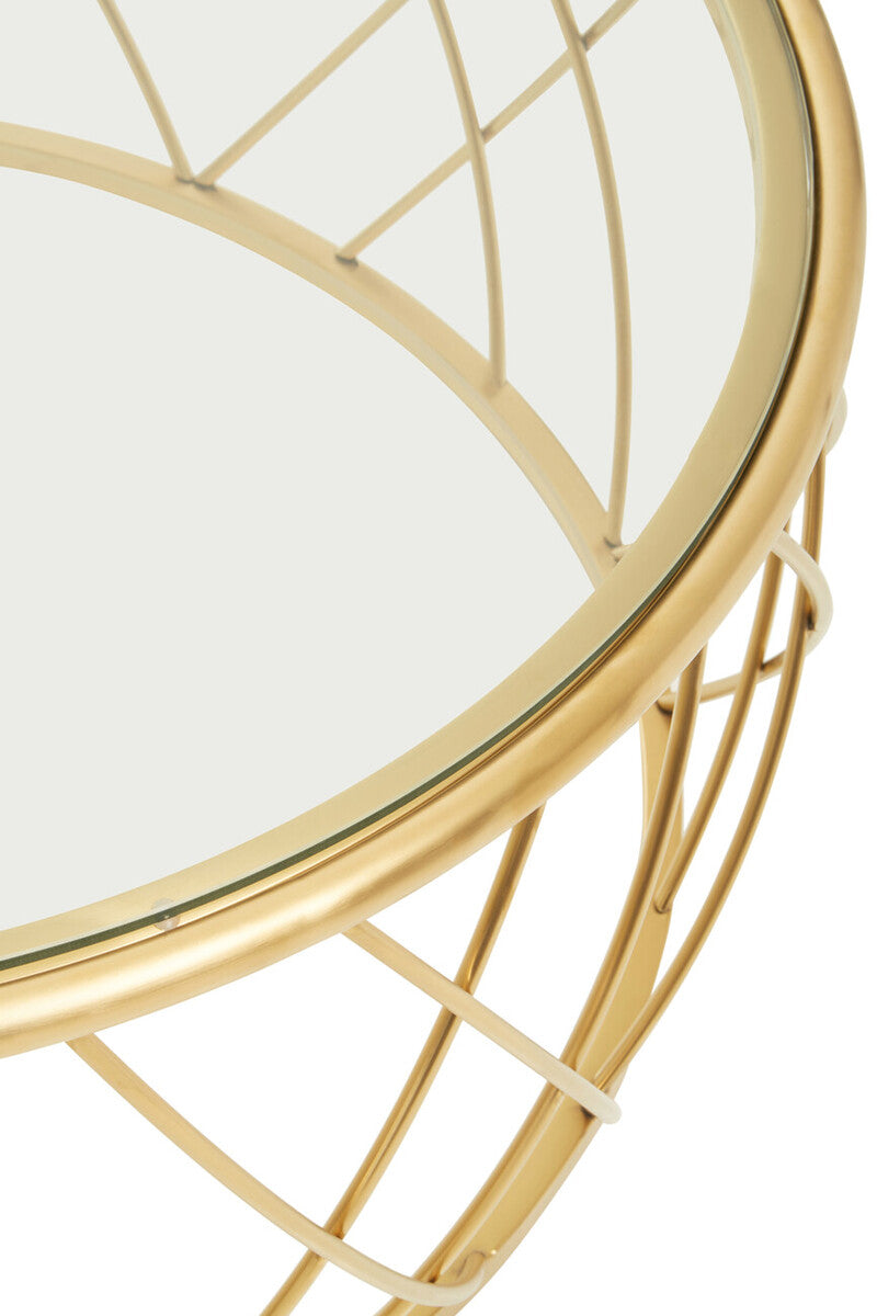 Ackley Gold Metal  Coffee Table with Clear Glass Top