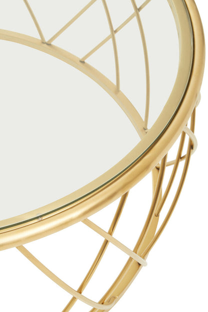 Ackley Gold Metal  Coffee Table with Clear Glass Top