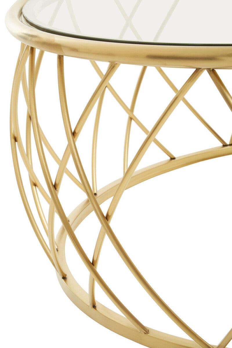 Ackley Gold Metal  Coffee Table with Clear Glass Top