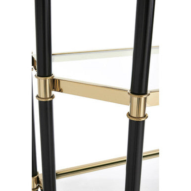 Allessi Champagne Finish 5 Tier Glass Shelf Unit with Black Frame