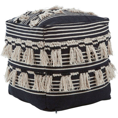 Black and White Shaggy Pouffe | Cefena