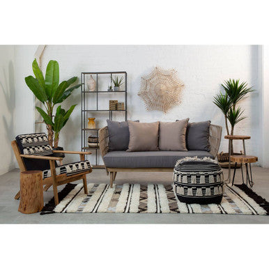 Black and White Shaggy Pouffe | Cefena