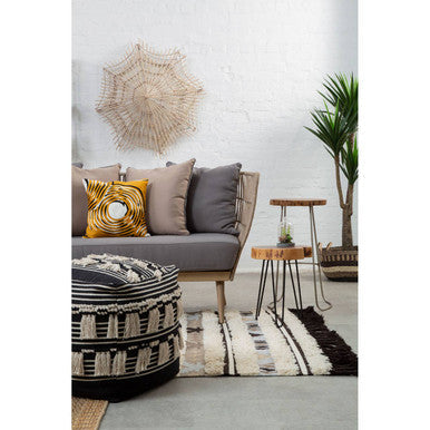 Black and White Shaggy Pouffe | Cefena