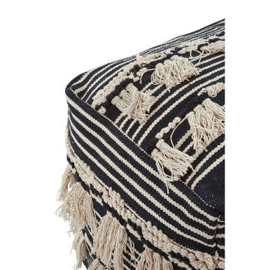 Black and White Shaggy Pouffe | Cefena