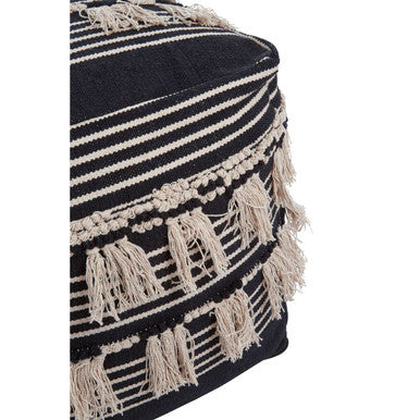 Black and White Shaggy Pouffe | Cefena
