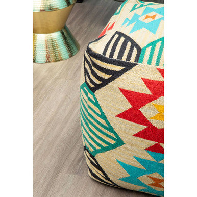 Cefena Multicolour Fabric Pouffe