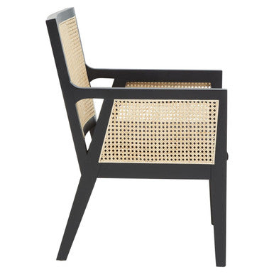Corso Natural Rattan Cane Back Chair with Black Velvet Seat
