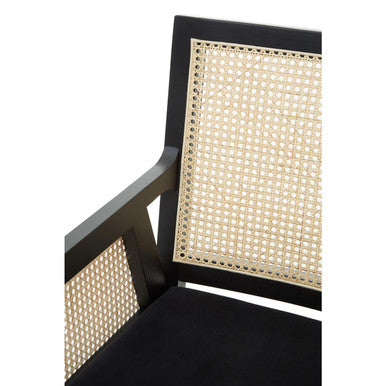 Corso Natural Rattan Cane Back Chair with Black Velvet Seat