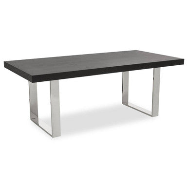 Rectangular Wooden Dining Table with Silver Finish Frame | Ulmus